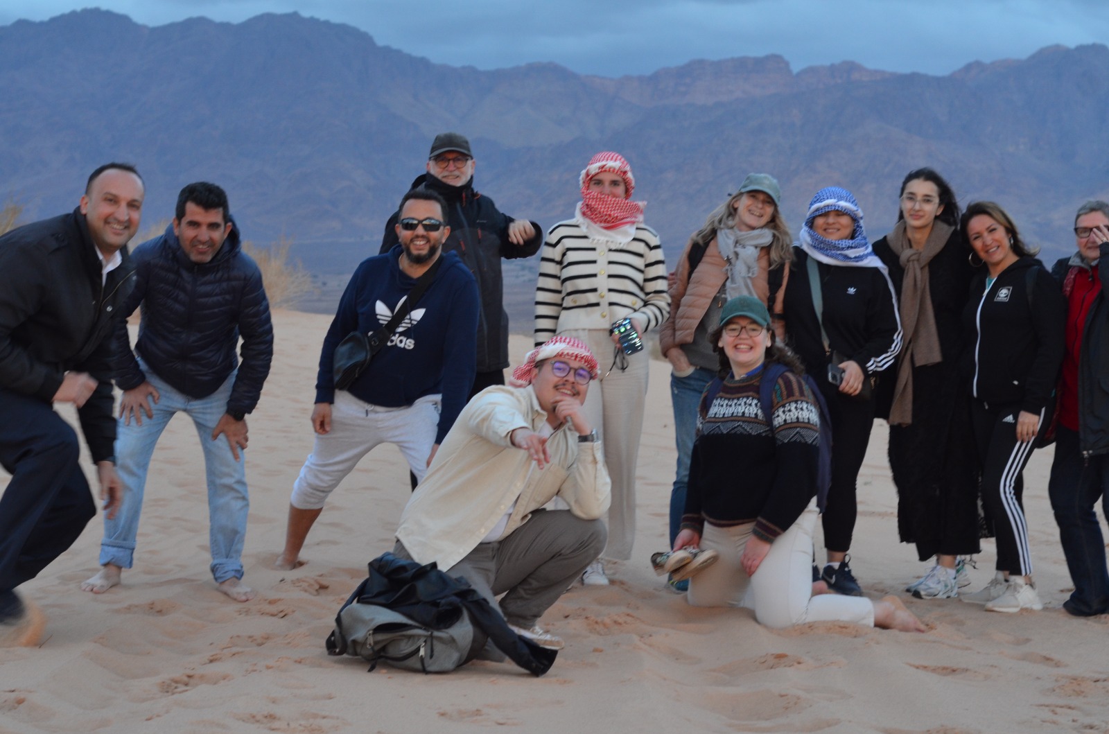 Group at sunset in Wadi Rum